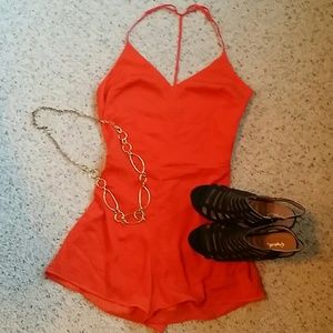 Orange halter top romper