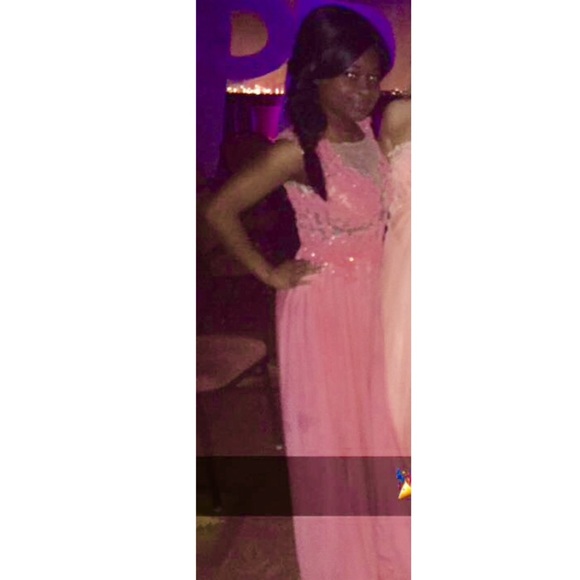 Coral long AND short prom gown.