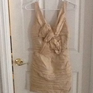 Bcbg gold cocktail dress