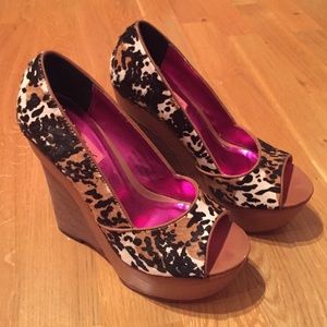 Betsey Johnson cow hair wedges