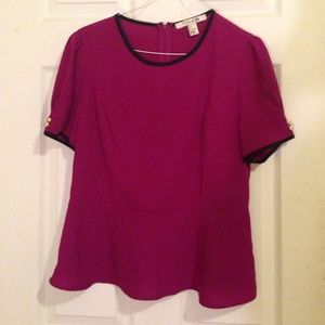 MAKE OFFER Magenta Peplum Top