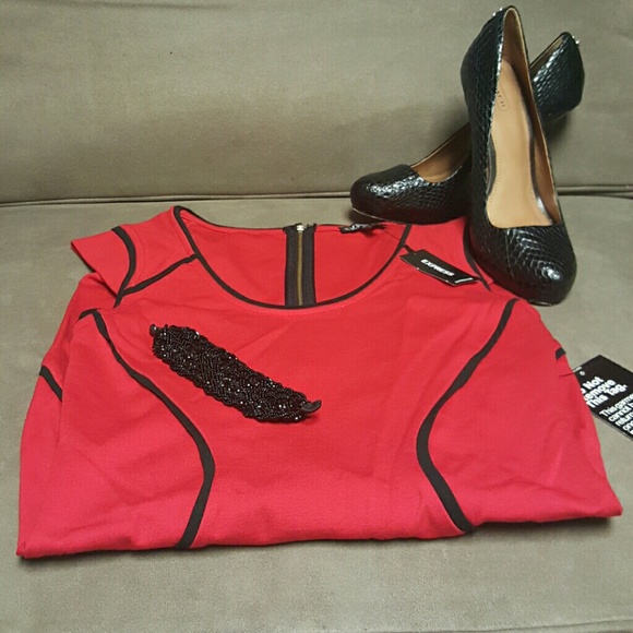 Express Dresses & Skirts - NWT Express red dress with black details