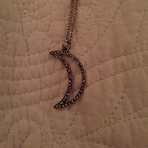 Long Silver Moon Necklace