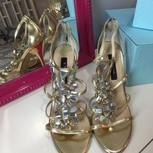 Gold Jeweled Pumps | NINA high heels