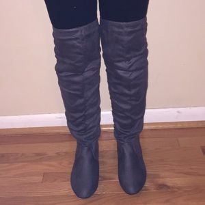 Gray Over The Knee Or Slouchy Boots
