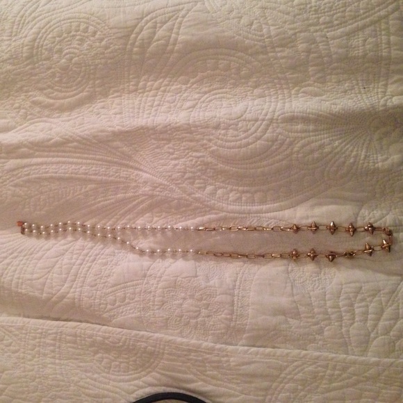 Long Pearl and Stud Necklace