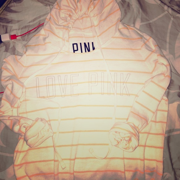 PINK striped hoodie! Worn once!