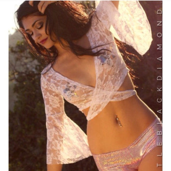 Little black diamond Tops - White lace top
