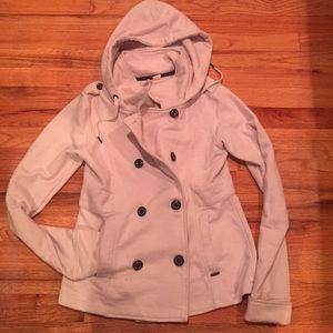 Sweatshirt material double breasted pea coat Sweatshirt material double breasted pea coat