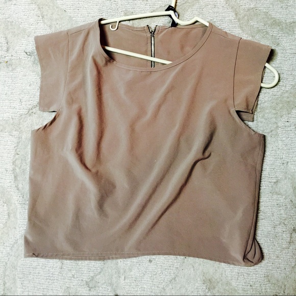 Tan and black crop top