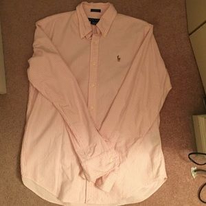 Women's Ralph Lauren Pink Striped Oxford Shirt