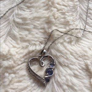 Amethyst and Diamond Sterling Silver Necklace
