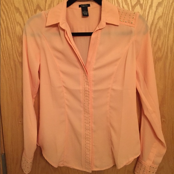Rue 21 Pink Button Up Blouse
