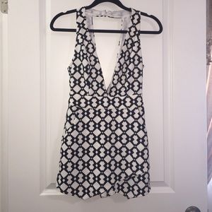 Black and white patterned romper