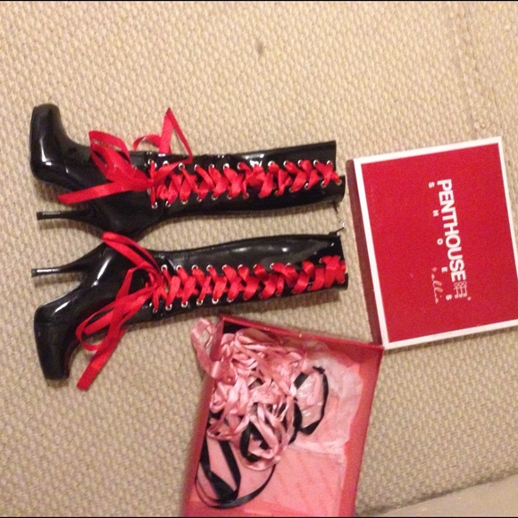 Leather high heel lace up boots - Picture 1 of 3