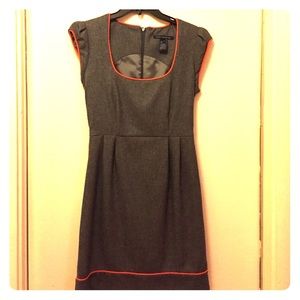 Grey wool dress with orange piping