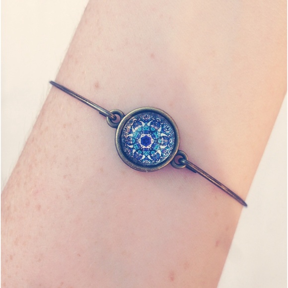 Handmade mandala bangle bracelet