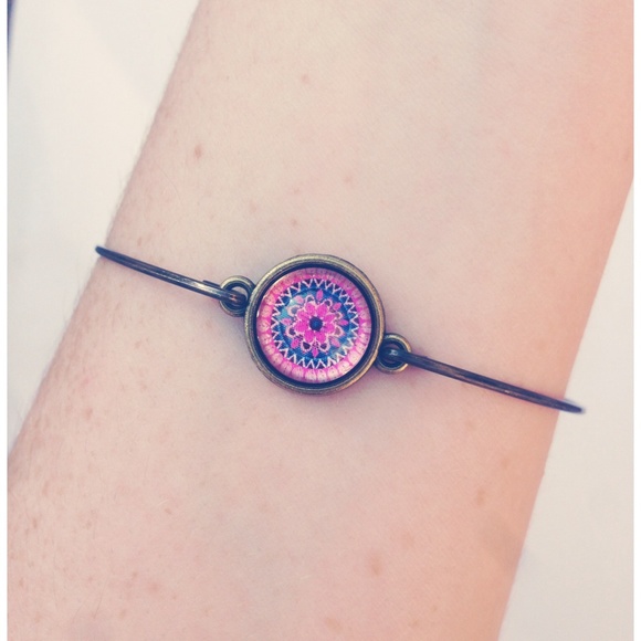 Handmade mandala bangle bracelet
