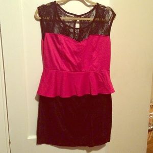 💕Pink/ Black Peplum Dress💕