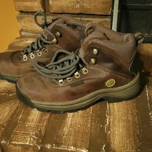 Brown hiking boots