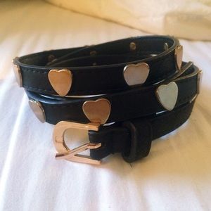 Gorgeous thin black and gold belt with hearts
