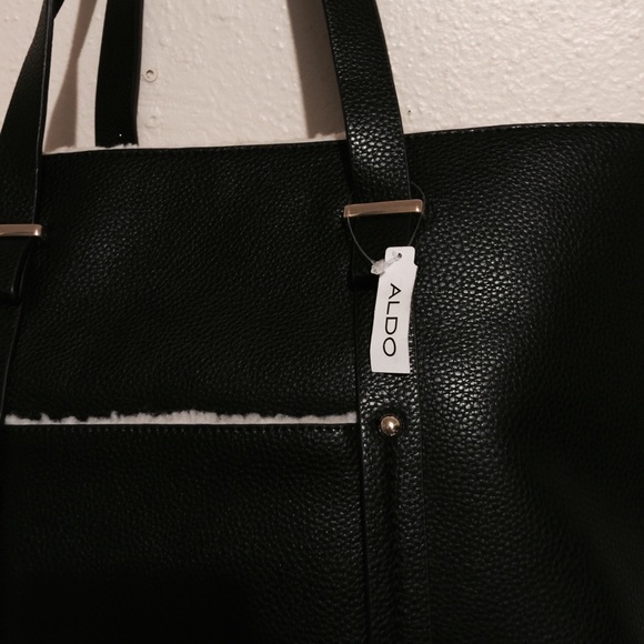 black leather bag.
