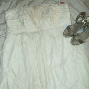 Off White Silk Crepe Dress