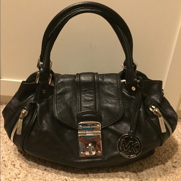 Michael Kors Black Purse With Silver Metal