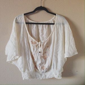 Cream boho peasant top