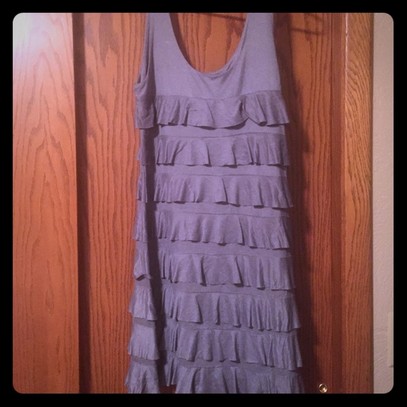 Never worn grey ruffle dress sz med