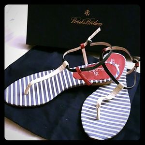 Brooks Brothers stripe sandals 7 1/2 (new)