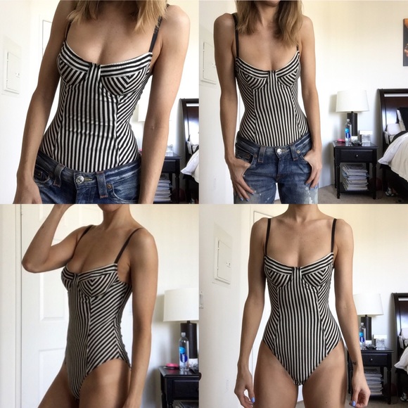 XS American Apparel striped Bustier bodysuit