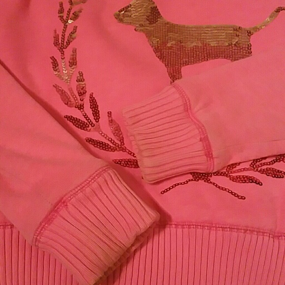 VINTAGE Victoria's Secret SEQUIN BLING Love Pink Bling hoodie Sweater BEDAZZLED - Picture 10 of 10
