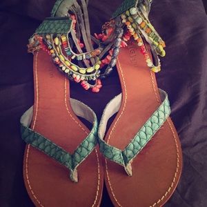Beaded turquoise gladiators