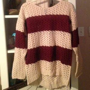 ! Striped open knit slouchy sweater