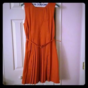 Ted Baker pleated front orange dress (sz 6)