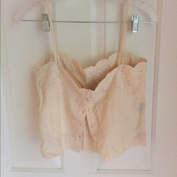 Ralph Lauren off white crop top button back