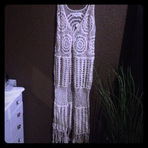 Crochet and fringe cardigan