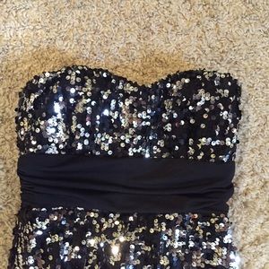 black and silver sequence dress