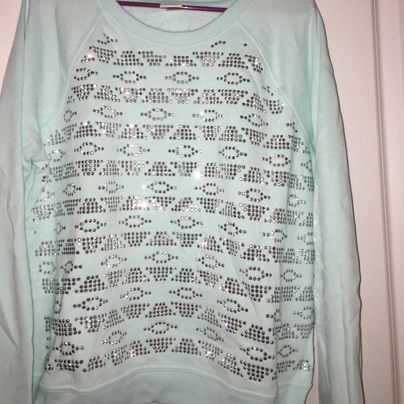 PINK Victoria's Secret Tops - NWOT PINK Victoria's Secret Mint Bling Sweatshirt