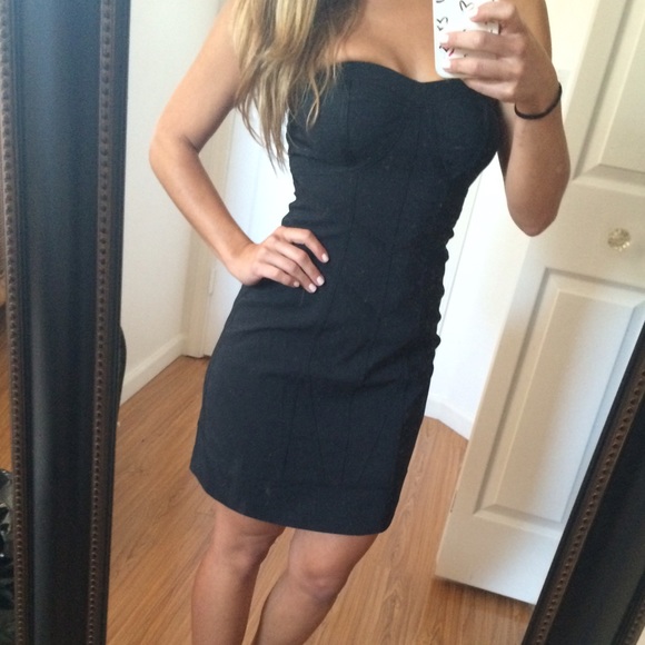 Kensie strapless black corset dress.