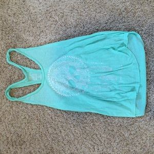 skull/dream catcher turquoise tank