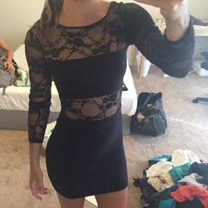 ALL BLACK-LACE AND SPANDEX COCTAIL DRESS!!!