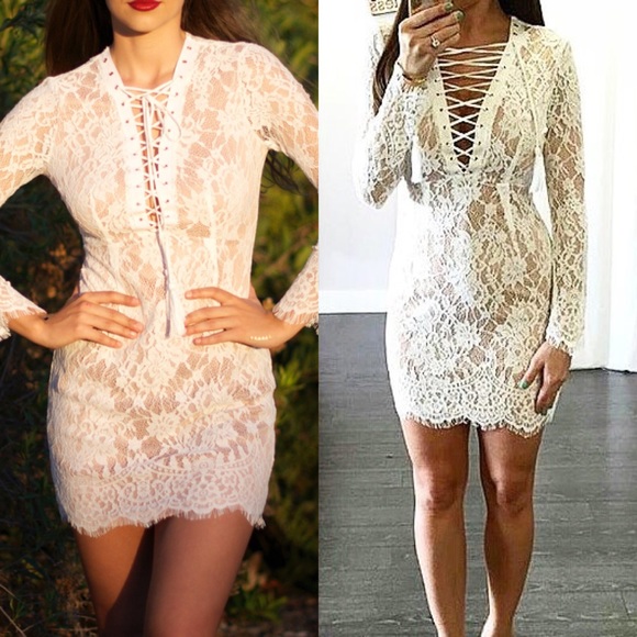 Lace-up Dress : White **LAST ONE! - Picture 2 of 4