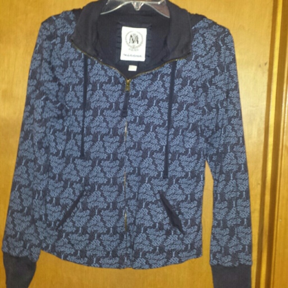 Blue patterned zip up hoodie - Picture 1 of 4