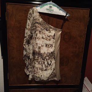 BEBE One shoulder bat wing dress