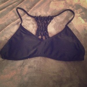 Strapped black bikini top