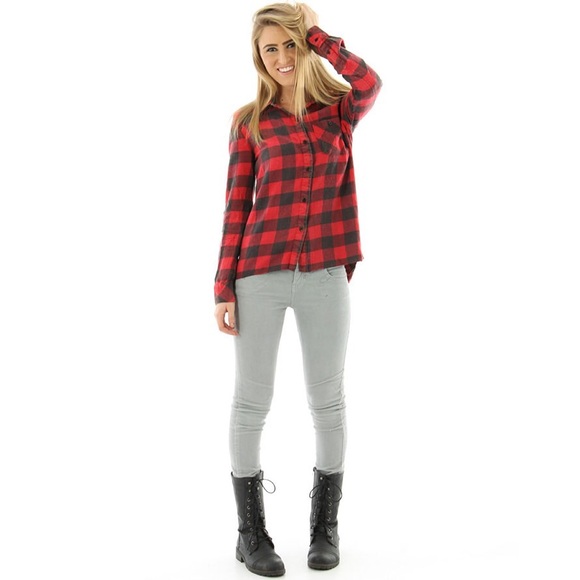 Billabong Tops - Billabong Red and Black Flannel