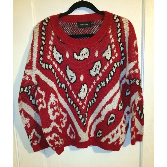 Red Bandana MINKPINK Sweater - Picture 1 of 4