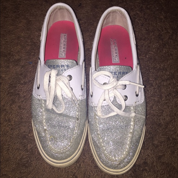 Silver Glitter Sperrys